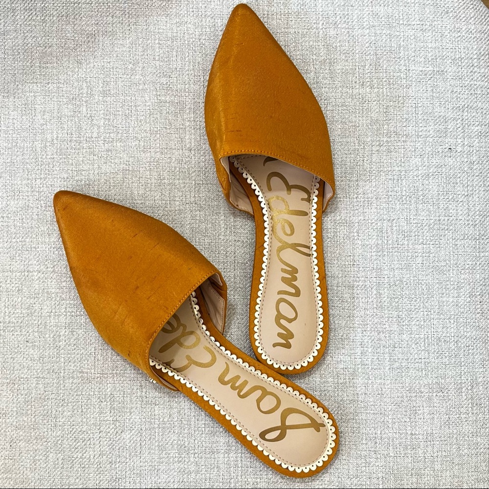 Sam Edelman Rumi Yellow Silk Dupioni Mules 7.5